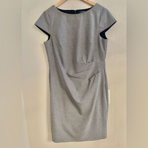 Lauren Ralph Lauren Dress Size 14 Gray  Star Print Cap Sleeve Cinched Side Waist